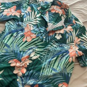 Tommy Bahama Green and Orange Floral Shirt